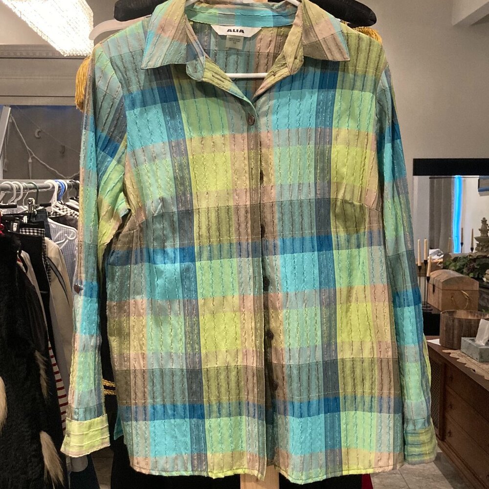 Alia Size 10 Multicolour Button Up Long Sleeve Shirt